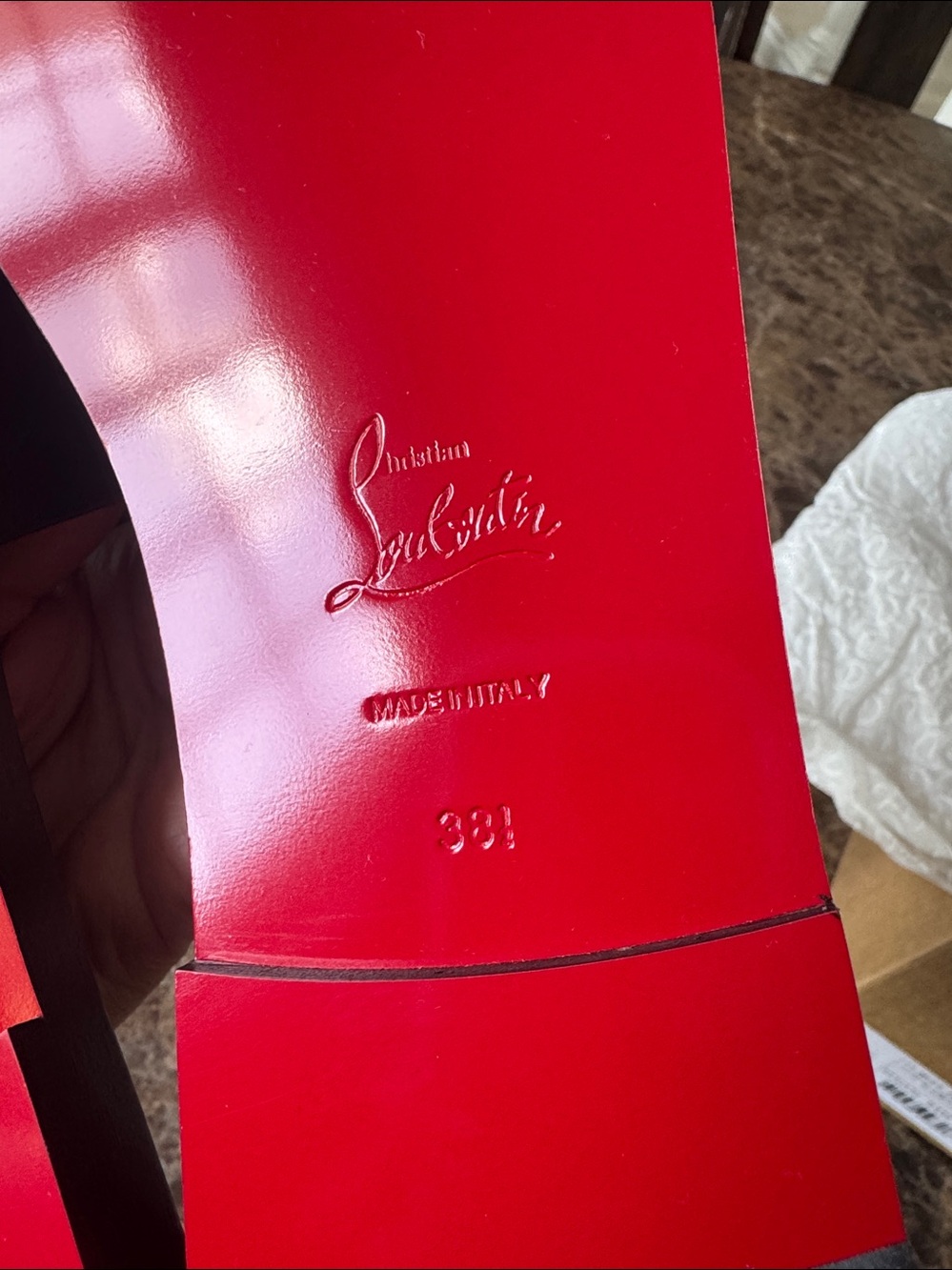 Christian Louboutin cl mule flat black leather logo sandal sz 38.5 - Picture 9 of 10